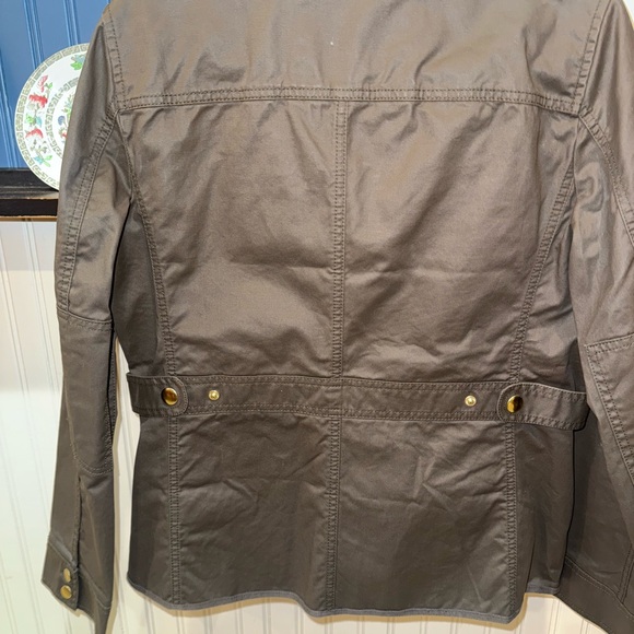 J Crew Downtown Field Jacket women’s size Medium M Waxed Cotton Dark Green Gold - Picture 4 of 12